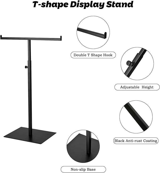 Purse Display Stand, Black 2PCS Jewelry Tower Stainless Steel Handbag Stand Jewelry Stands Tabletop for Necklaces Organizer Stand Adjustable Height Home Store Boutique