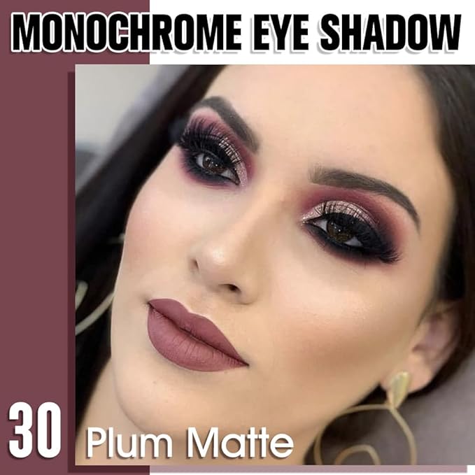 Dark Plum Taupe Single Matte Eyeshadow Makeup, Neutral Powde Eye Shadow for Older Women, Dark Violet Matte Singles Eyeshadow Palette Pigmented Waterproof, Girls Christmas Vegan Eyeshadows Gifts