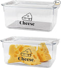 Cheese Holder Food Storage, Airtight Cheese Storage Box with Lid- Non Toxic, Lunch Meat Storage Sandwich Ham Cheeses Salami Sliced Turkey for Refrigerator to Keep Food Fresh,Clear-2Pack
