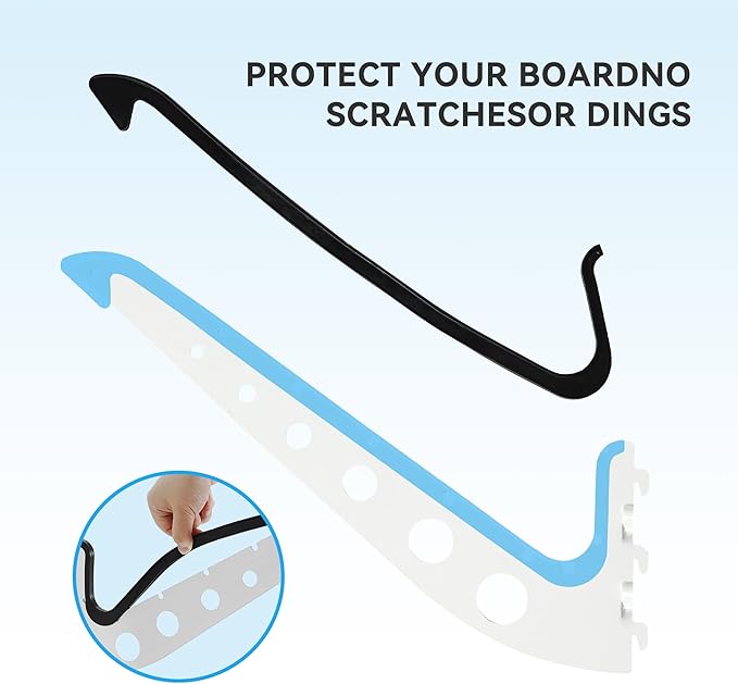 3 Board Surf Rack Wall Mount for Surfboard, Wakeboard, Snowboard Storage Adjustable Wall Hangers Boards Display