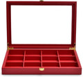 Oirlv 12 Gird Jewelry Tray with Acrylic Lid Premium Leather Jewelry Organizer Box Transparent Lid Bracelet Bangle Storage Case for Women Gift