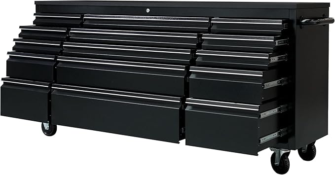 CT Copper Tailor 72-inch Rolling Tool Chest with 15 Drawers and Wheels, Mobile Garage Workbench, Large Tool Box Storage Tool Cabine with Wood Top for Workshop, Matte Black