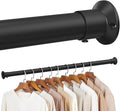 Closet Rod,18 to 32 Inches Matte Black Closet Rods for Hanging Clothes Heavy Duty Closet Hanging Rod Adjustable Closet Poles for Wardrobes,RV,Laundry