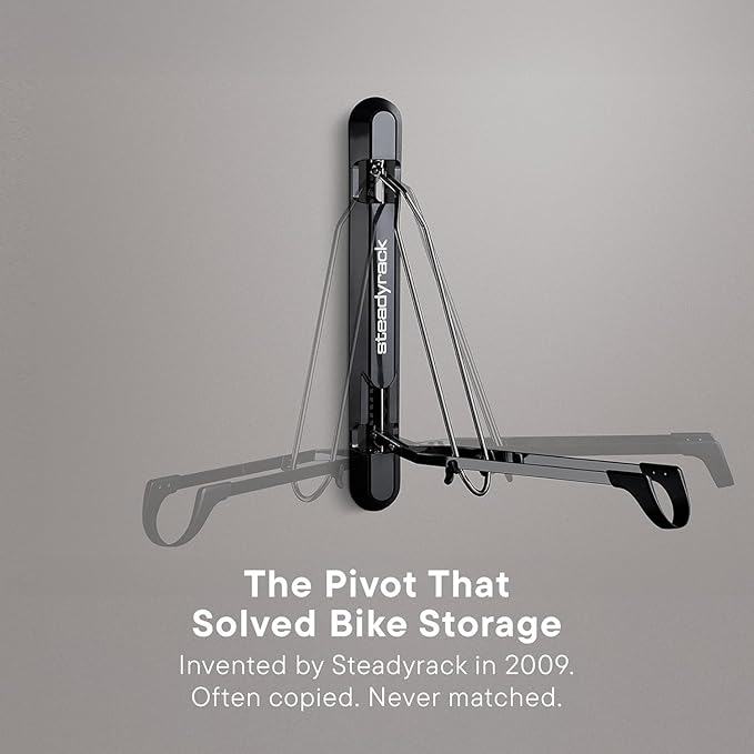 Steadyrack Bike Rack for Fat Bikes - The Original Wall Mounted Vertical Bike Storage - Fits Fat Tires - Space Saving Pivot Design - Heavy-Duty Steel Rack for Indoor Garage, Apartment or Home Use