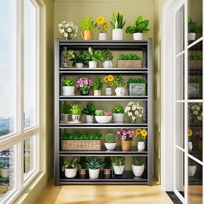 Garage Storage Shelves,5 Tier Shelving Unit, 40 inch Wide, 18” Deep, 78” Tall Organizer Metal Shelf for Basement/Laundry/Pantry Heavy Duty, Adjustable,Easy to Install (6Tier-35.4"Wx17.7"Dx77.2"H)