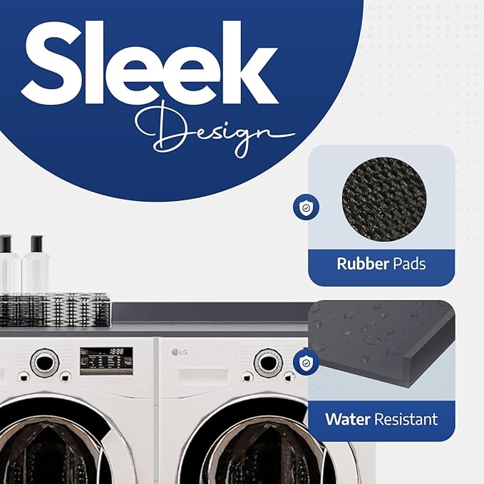 OfficeSimpli Large Washer Dryer Countertop 30 x 58 - Made in USA - Heavy-Duty Laundry Countertop Over Washer and Dryer, Laundry Room Countertop Organization Solution with Non-Slip Pads, Slate Grey