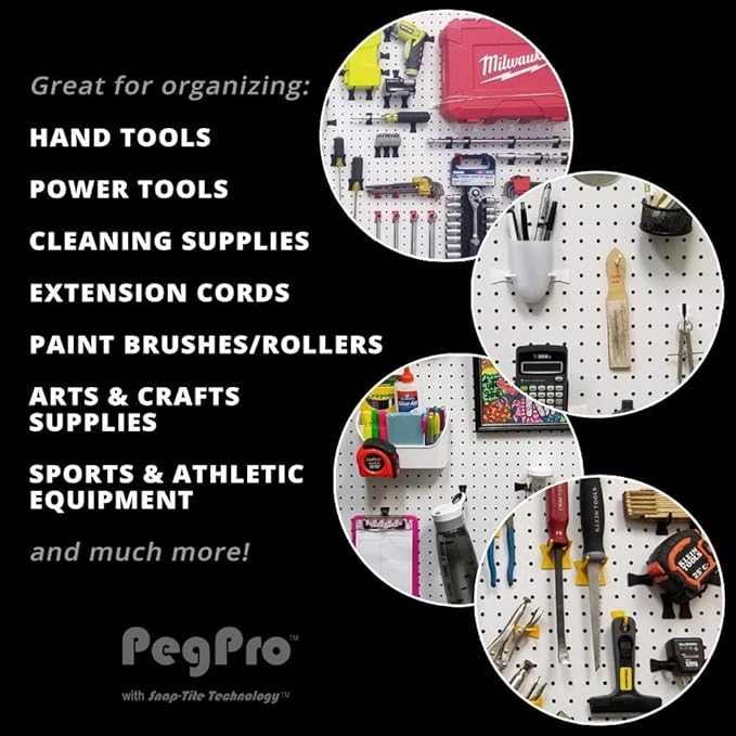 PegPro™ 2" Straight Hooks for 1/4" Pegboards - Secure Plastic Hooks for Your Wall Organizer - for Craft Storage, Garage, Kitchen, Tools and More (24 ct., Red)