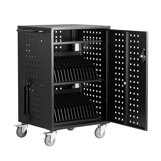 VEVOR Charging Cart, 32 Device Mobile Charging Station, Up to 15.6 in Screen Size, Office and Classroom Mobile Charging Cart, for Chromebook, Tablet and Laptop