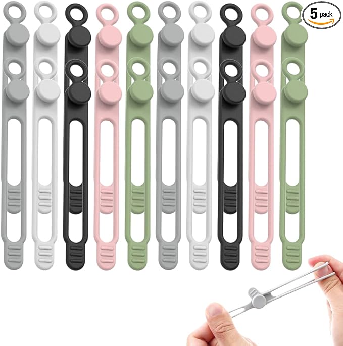 Data Cable Organizer,Multicolor Silicone Cable Ties,Reusable Cable Management Organizers,Multipurpose Elastic Cord Organizer For Bundling Earphone/Phone Charger/Computer Cords (20PCS)