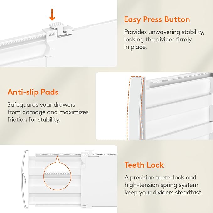 Lifewit 5" Tall 12 Pack Deep Drawer Dividers, 11.5-18.5" Expandable Drawer Divider for Clothes, White Dresser Drawer Storage Organizers, Clothing Drawers Separators for Dresser, Kitchen, Bedroom