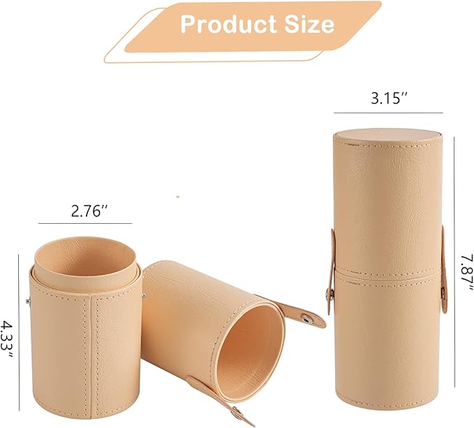 Portable Makeup Brush Holder, Waterproof PU Leather Travel Makeup Brush Case Bag Cup, Brush Storage Dustproof Bag (03White)