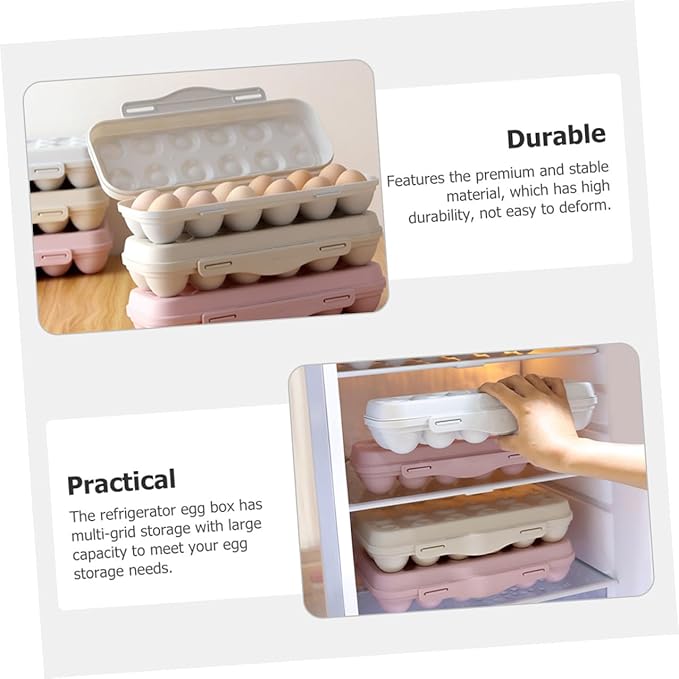2pcs Egg Fridge Organizer with Lids Stackable Egg Storage Box for Refrigerator with Easy Pull-out Design