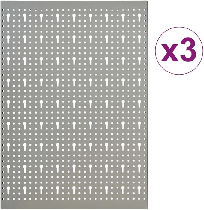 Wall-Mounted Peg Boards 3 pcs 15.7"x22.8" Steel 145349