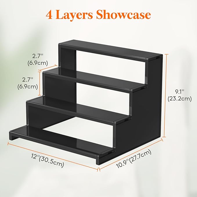 Lifewit 12 Inch Cologne Organizer for Men, 4 Tier Large Plastic Perfume Stand, Tool-free Assembly, Display Shelf for Fragrance, Aftershave, Skincare Makeup for Vanity, Bedroom, Bathroom Storage, 2 Pcs