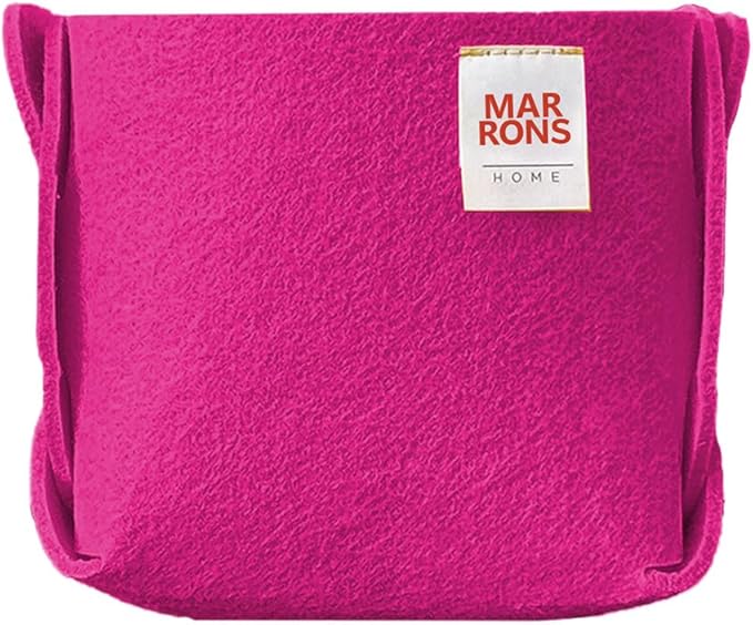 Collapsible Felt MAGENTAPINK Storage Bin Mini 3.9"x3.9"x3.9" – Foldable Basket with Handles for Closet, Toy Storage, Laundry Room Organization, Decorative Storage Bins for Shelves, Nursery