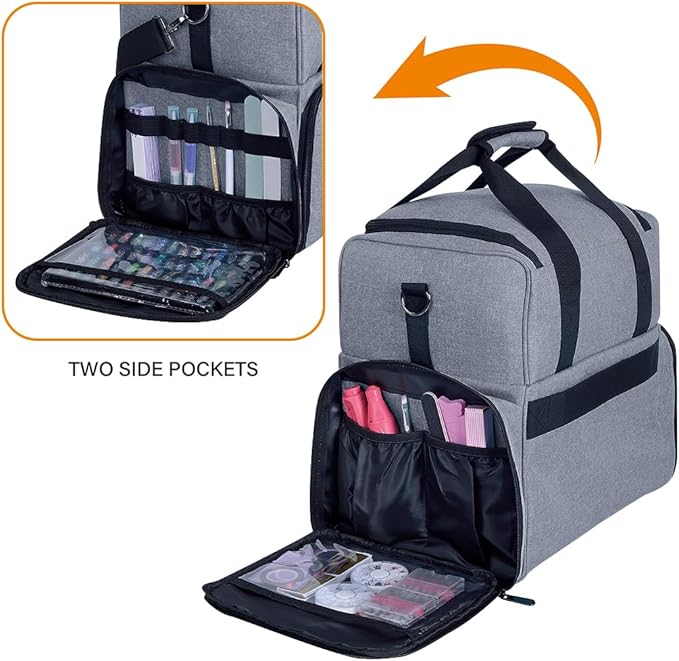 Large Makeup Cosmetic Bag with 3 Removable Case and 2 Removable Dividers Double Layer Travel Storage Organizer, Makeup Brushes Storage Section Grey