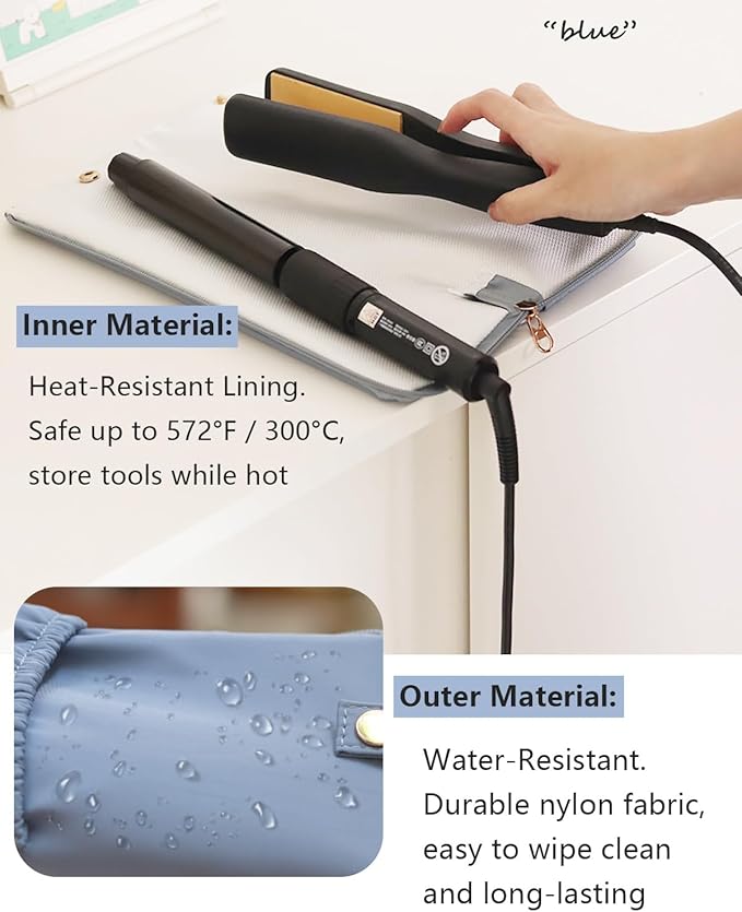 Lifeplus Holder & Mat for Hot Tools, Curling Iron Flat Iron Heat Resistant Hair Tools Travel Bag - Ideal for Home, Travel, Gift (Pink)