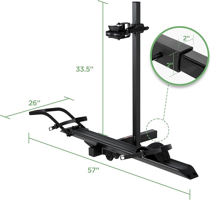 100LBS. Capacity Aluminum 1-Ebike Rack for Bicycles and Electric Bikes, fits Car SUV Van RV and Trailer with 2" Receiver
