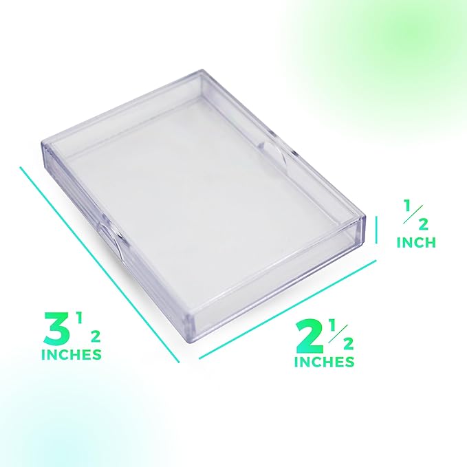 20 Pack Clear Acrylic Card Storage Boxes with Lids – 3 1/2" L x 2 1/2" W x 1/2" H Baseball Card Storage Box, Sports Card Boxes and Magic Card Storage Box – Made in USA