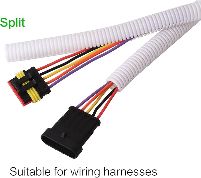 Alex Tech 50ft - 1 inch Split Wire Loom Tubing - White