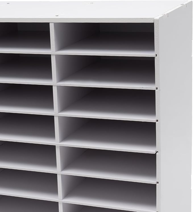 Mail Sorter Organizer, 24 Compartments Mailbox for Classroom, Desktop File Organizer with Adjustable Shelves, for Office Home Classroom, White
