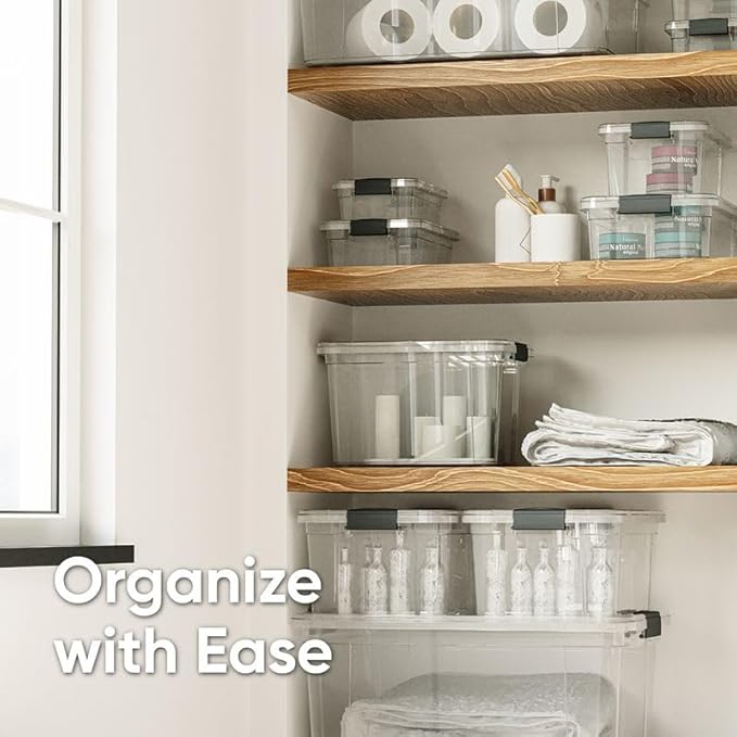 Superio Clear Storage Box with Lid, 3.5 Quart Plastic Container Bins for Organizing, Stackable Crates, BPA Free, Non Toxic, Odor Free, Organizers for Home, Office, School, and Dorm