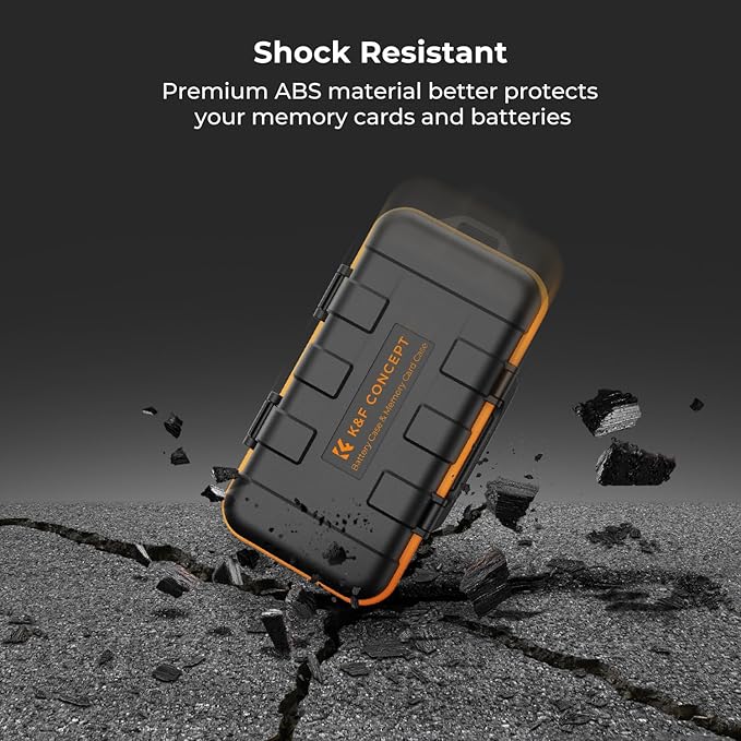 K&F CONCEPT Camera Battery SD Card Holder for 4 SD Cards/6 TF/2 CF/2 XQDs Cards, 2 Slots Battery Storage Case, Water-Resistant Anti-Shock Case for DSLRs, Action Camera Batteries, NP-FZ100