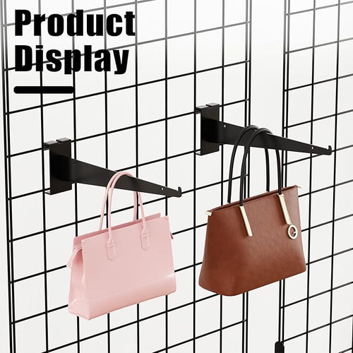 10" Grid Wall Knife Holder Brackets,10 PCS Black Metal Grid Wall Brackets, Grid Wall Accessories with Lip, for All 3" Grid Panels