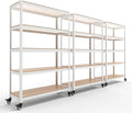 HOMEDANT House White 5-Tier Metal Boltless Rolling Cart Shelf Rack Casters Heavy Duty Wheel Shelving Unit Adjustable Storage Shelves Organizer Shelf Kitchen Garage 48.1" W x 18.5" D x 75.4" H 3Pack