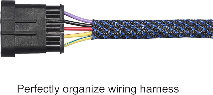 25ft - 3/4 inch PET Expandable Braided Sleeving – BlackBlue – Alex Tech Braided Cable Sleeve
