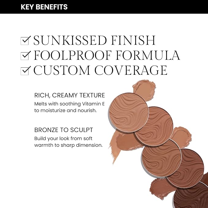 OFIR Geo Sculpt Blendable Cream Bronzer | Buildable Radiant Finish with Vitamin E | Vegan & Cruelty Free Makeup Bronzer | Sun Kissed Glow Compact For Sculpting Cheekbones |Cove - Medium Brown, 0.24 oz