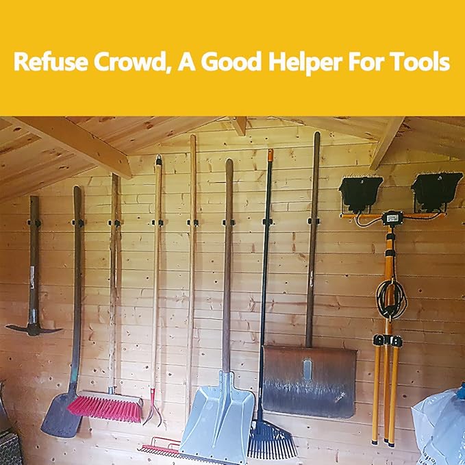Verdenu 25 Pack Broom Holder Wall Mount, Mop and Broom Holder Wall Mount, Stainless Steel Command Mop Holder with Screws, Garden Tool Storage Organizer for Kitchen, Home, Bathroom, Garage, Black