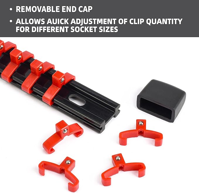 Socket Organizer Drive ABS Tools-Socket Holder, Premium Quality 18 Pieces Socket Holders Kit 1/4-Inch x 96 Clips, 3/8-Inch x 90 Clips, 1/2-Inch x 72 Clips