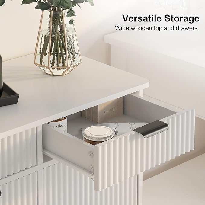 White Double Tilt Out Laundry Hamper Cabinet Laundry Basket Cabinet Hidden Laundry Hamper with 2 Drawers & 2 Baskets for Bathroom Bedroom,30x30x16in