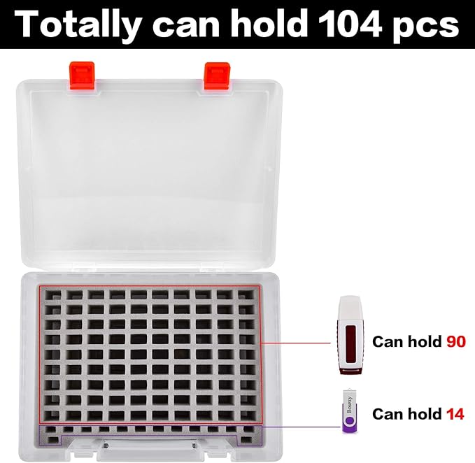 Flash Drive Case USB Memory Stick SD Card Storage Organizer- Holds 104pcs Thumb Drives Electronic Accessories Holder for Sandisk for Samsung for Inland for PNY for Netac (White)