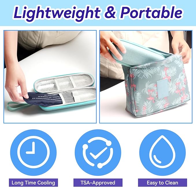 Ice Pack for Insulin Travel Case, TSA Approved Reusable Medical Cooler Bag Ice Packs for Diabetic (Pack of 4)