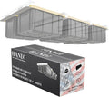 HANDT Overhead Garage Storage Rack, Connectable Heavy Duty Metal Ceiling Rails For Garage Storage Organization Shelving System, Hanging Racks For Tote Containers, Supports Up To 6 Bins, 4 Sets White