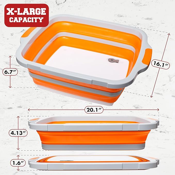 KITCHEN PERFECTION Collapsible XL Smoker & BBQ Prep Tub with Locking Lid & Cutting Board - Grill Caddy Container for Meat Marinating & Brine Perfect For Brisket, Turkey & Ribs - Best Gift For Men