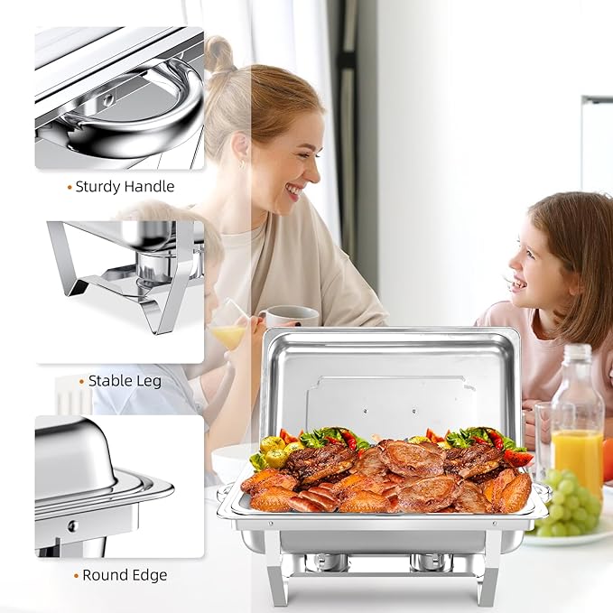 Chafing Dish Buffet Set, 8QT Stainless Steel Chafing Dishes for Buffet, Full Pan Chafing Dish, Buffet Servers and Warmers for Party, Wedding,Catering (5 PACK)