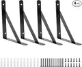 4 Pack L 8" x H 5" Heavy Duty Shelf Brackets with Screws Open Floating Shelving Bracket L Brackets Black Metal Shelf Brackets for Shelves, Room, Pantry,Garage