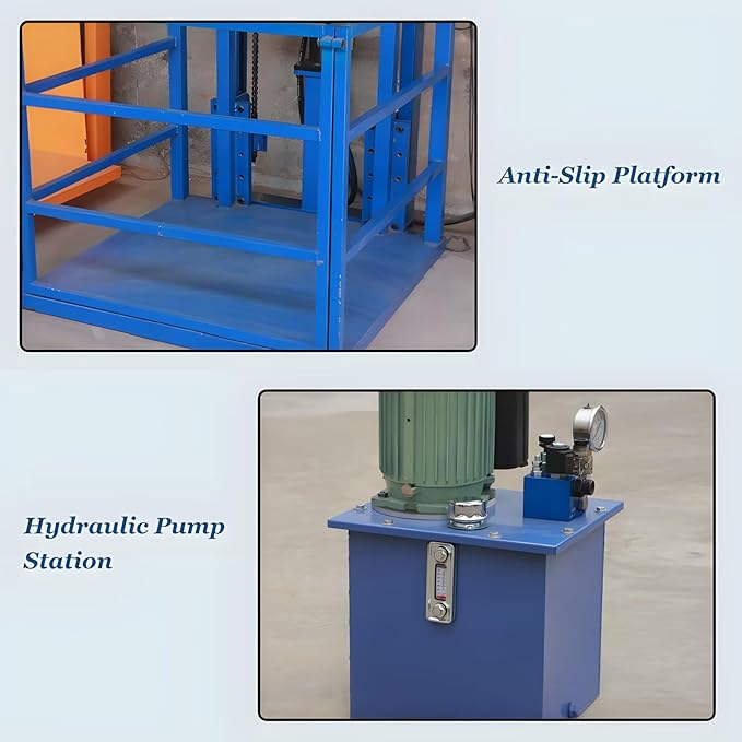 1Ton/2200Lbs Load Capacity Electric Lift Platform Table,36FT Lifting Height Hydraulic Lifting Rail Hoist,Wall Mounted Factory Warehouse Home Space Dedicated Freight Elevator