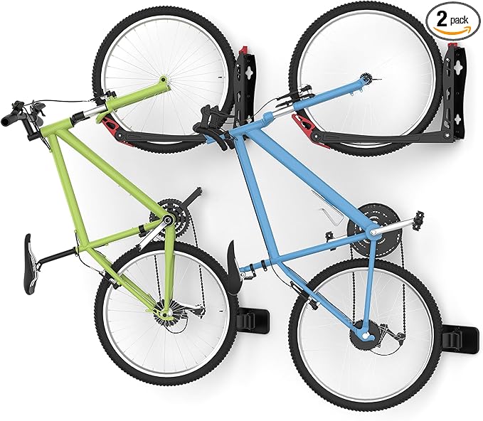 WALMANN BIKEPAL No Lifting Wall Mount Swivel Bike Rack, Vertical Bike Wall Hangers for Garage Space Saving Bike Storage Solution(2 Pack)