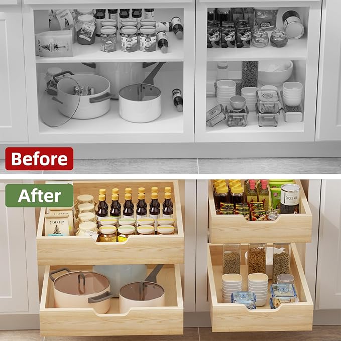 Pull Out Drawers for Cabinets, 25½” W x 21” D Soft Close Slide Out Drawers for Kitchen Cabinets, Cabinet Pull Out Shelves Requires At Least 26.5” Cabinet Opening