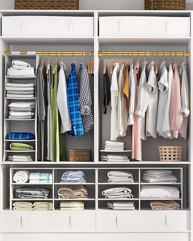 Closet Rods for Hanging Clothes, 17-52 Inch Heavy Duty and Stepless Adjustable Closet Poles, Stainless Steel Closet Hanging Rod for Closet, Wardrobes, Laundry Room, Bathroom, RV (Gold)