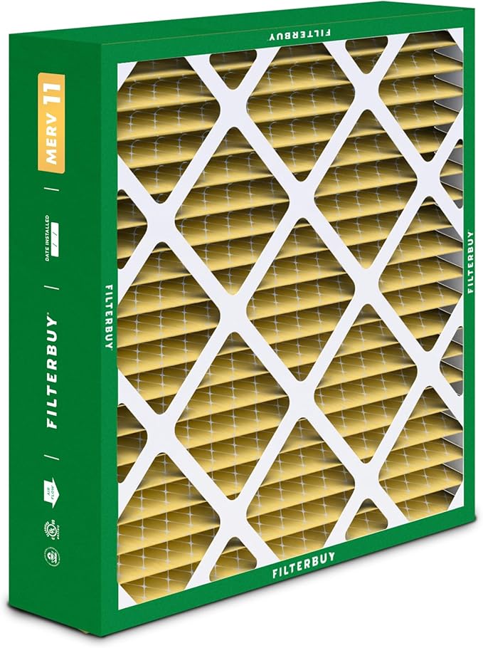 Filterbuy 20x21x5 Air Filter MERV 11 Superior Pet & Allergy Defense (4-Pack), Electrostatic Pleated HVAC AC Furnace Filters Replacement for Lennox and Electro-Air (Actual Size: 19.88 x 20.50 x 4.38)