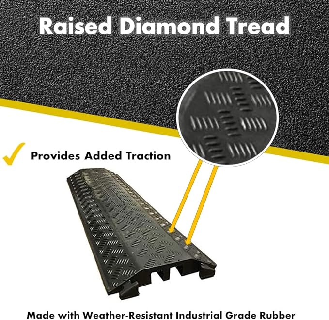 Kable Kontrol Drop Over Floor Cord Cover – 40” Inch Long 2 Channel Cable or Wire Protector – 60 Pcs Bulk Pack - Rubber Ramp for Indoor and Outdoor Use – Black