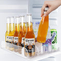 SOLY Drink Organizer for Fridge, Soda Can Dispenser for Refrigerator, Automatic Drink Dispenser Holds 6–20oz, 4 Row, 14.96" Deep