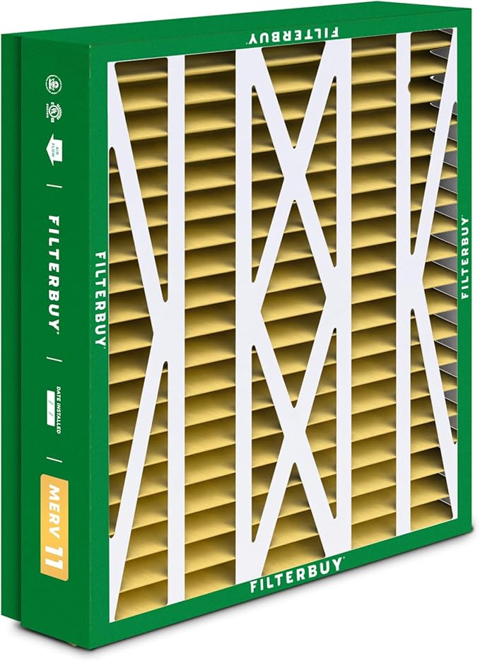 Filterbuy 21x27x5 Air Filter MERV 11 Superior Pet & Allergy Defense (4-Pack), Pleated HVAC AC Furnace Filters for Trane Perfect Fit & American Standard (Actual Size: 20.56 x 26.13 x 4.97)