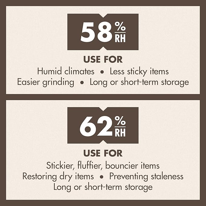 Boveda 58% Two-Way Humidity Control Packs For Storing 1 lb – Size 67 – 20 Pack – Moisture Absorbers for Storage Containers – Humidifier Packs – Hydration Packets in Resealable Bag