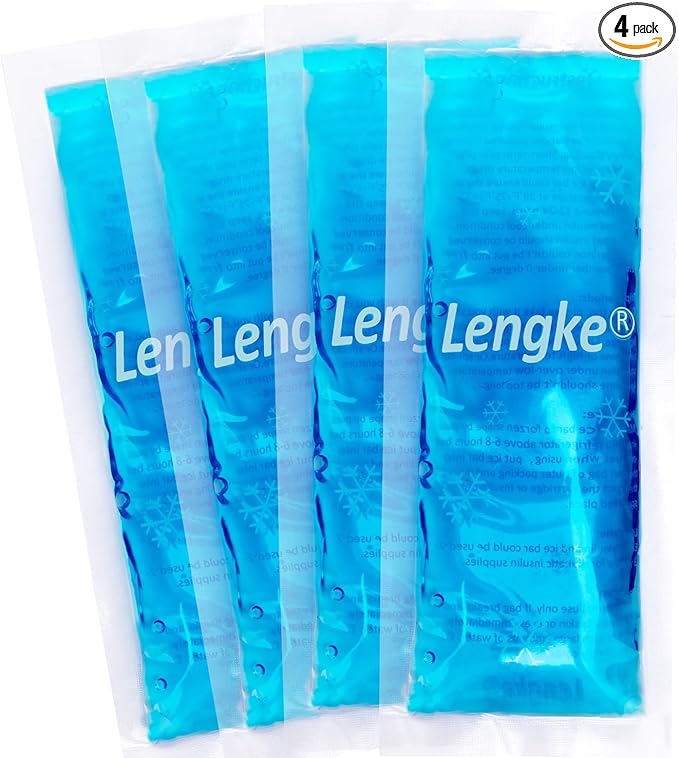 Leng Ke Ice Pack TSA Approved for Travel, Small Ice Packs, Reusable Ice Packs for Medication, Sutiable for Most Insulin Cooler Travel Case (4 Packs)